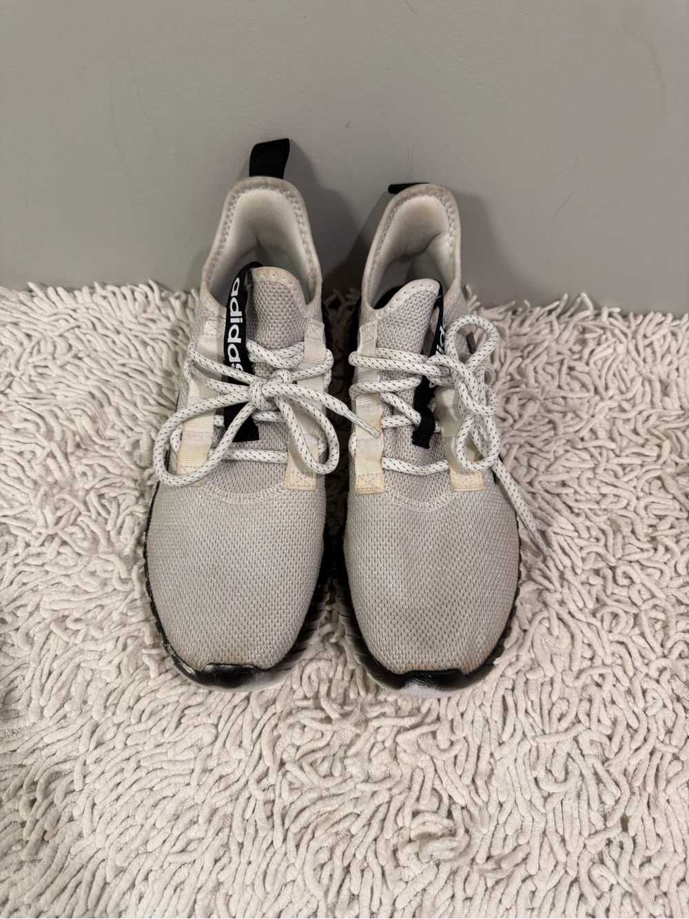 adidas Kids Light Gray and Black Athletic Sneakers